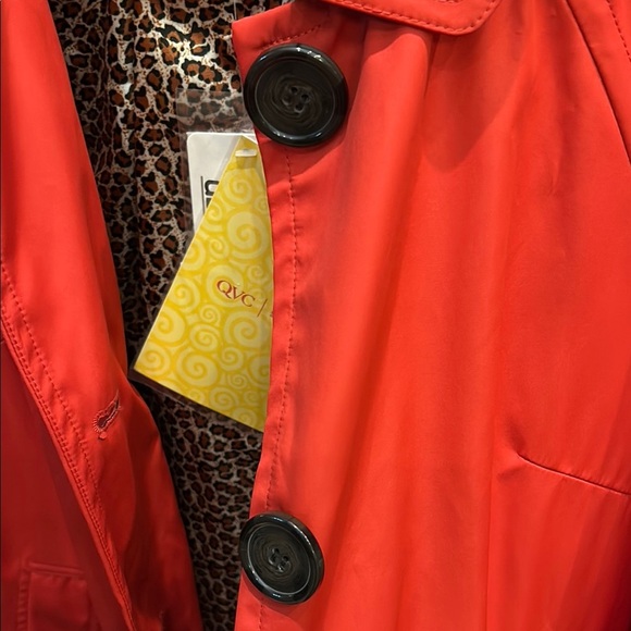 Jones New York Red Trench Coat Vibrant Knee-Length - Picture 5 of 10